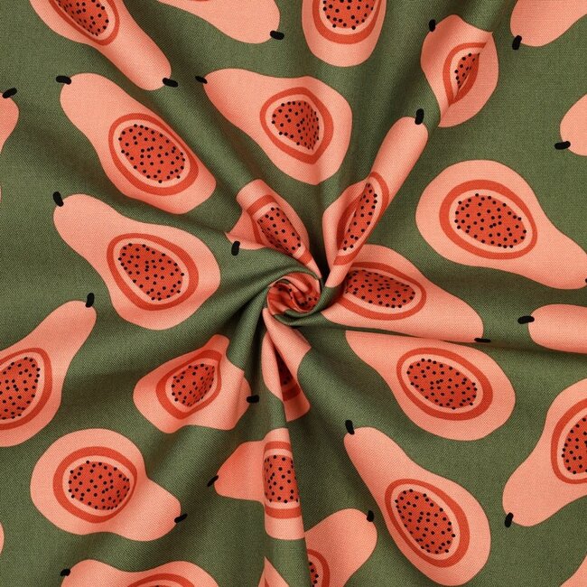 De Stoffenkamer Canvas katoen summer fruit - papaya green