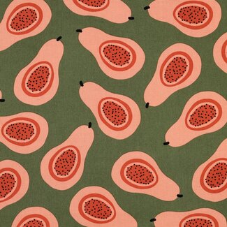 De Stoffenkamer Canvas katoen summer fruit - papaya green