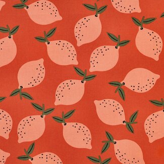 De Stoffenkamer Canvas katoen summer fruit - lemons rusty