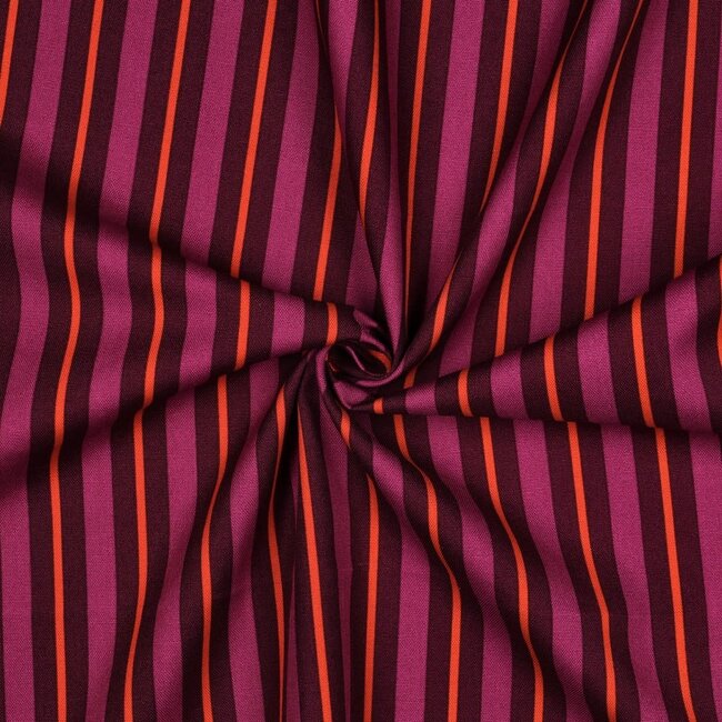 De Stoffenkamer Canvas katoen vertical stripes multi purple