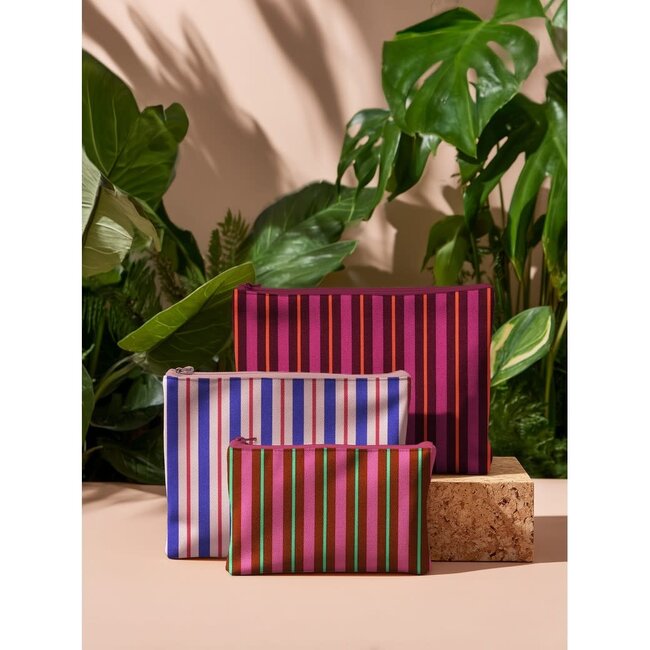 De Stoffenkamer Canvas katoen vertical stripes multi pink / royal