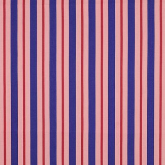 De Stoffenkamer Canvas katoen vertical stripes multi pink / royal