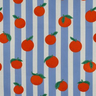 Gelamineerde katoen - summer stripes blue oranges
