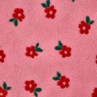De Stoffenkamer Teddy flowers red / pink