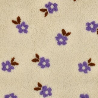 De Stoffenkamer Teddy flowers purple / ecru