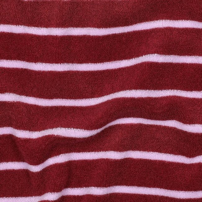 De Stoffenkamer Rekbare badstof - spons stripes - Burgundy / pink