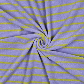 De Stoffenkamer Rekbare badstof - spons stripes - Lilac / Lime