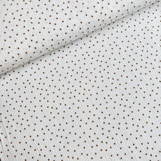De Stoffenkamer Double gauze tetra - ecru polka dots camel