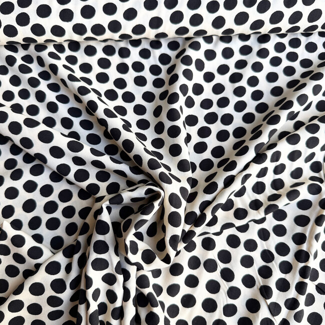 Viscose blouse creamy white polka dots black