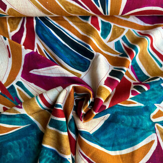 De Stoffenkamer Linen Mix Shapes wine red