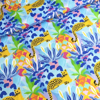De Stoffenkamer Cotton Poplin Karina Kind - blue jungle