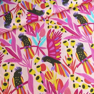 De Stoffenkamer Cotton Poplin Karina Kind - pink parrot