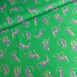 De Stoffenkamer Cotton Poplin - green cheetah