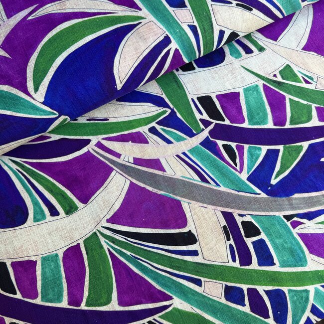 De Stoffenkamer Linen Mix Shapes purple
