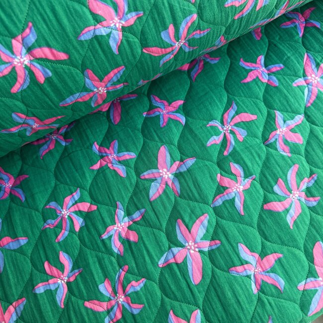 De Stoffenkamer Stepped Cotton Double Gauze tetra - Lotus Green