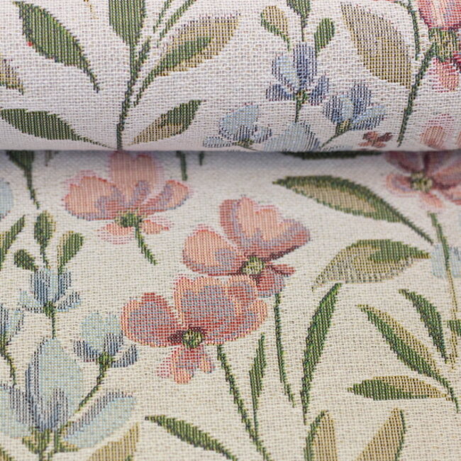 Woven cotton Jacquard - flowerfield cream