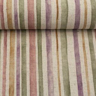 De Stoffenkamer Canvas cotton - soft watercolour stripes