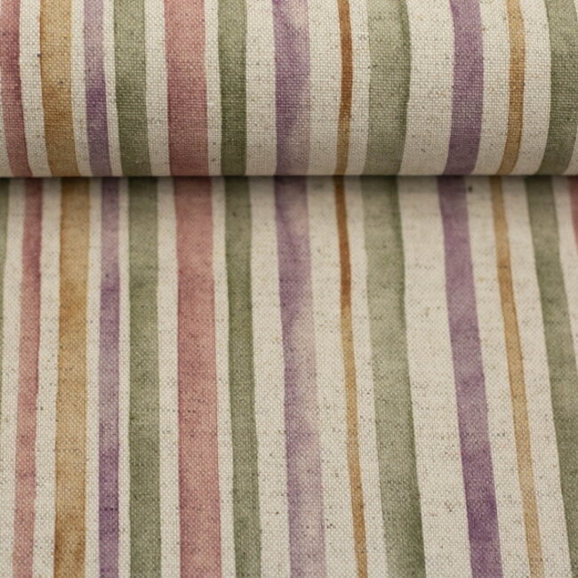 De Stoffenkamer Canvas cotton - soft watercolour stripes