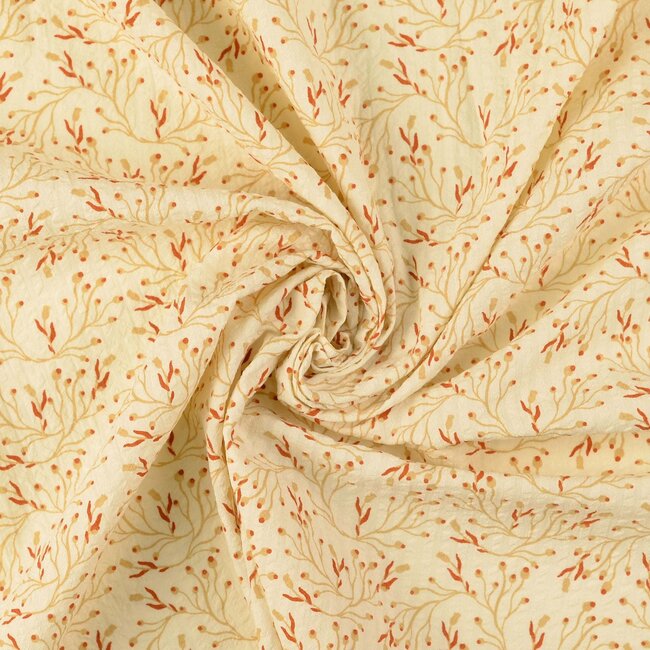 De Stoffenkamer Vintage Structure seersucker Cotton - twigs rust