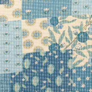 De Stoffenkamer Double Gauze voile cotton - aqua blue patchwork