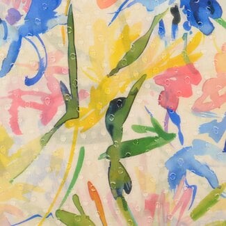 Cotton Plumetis Dobby watercolour bright