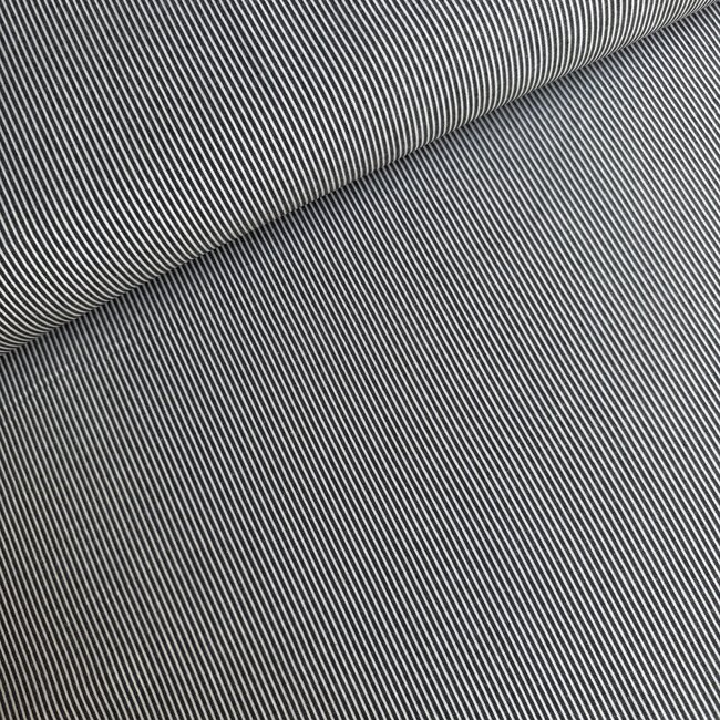 De Stoffenkamer Cotton Poplin fine stripes - black