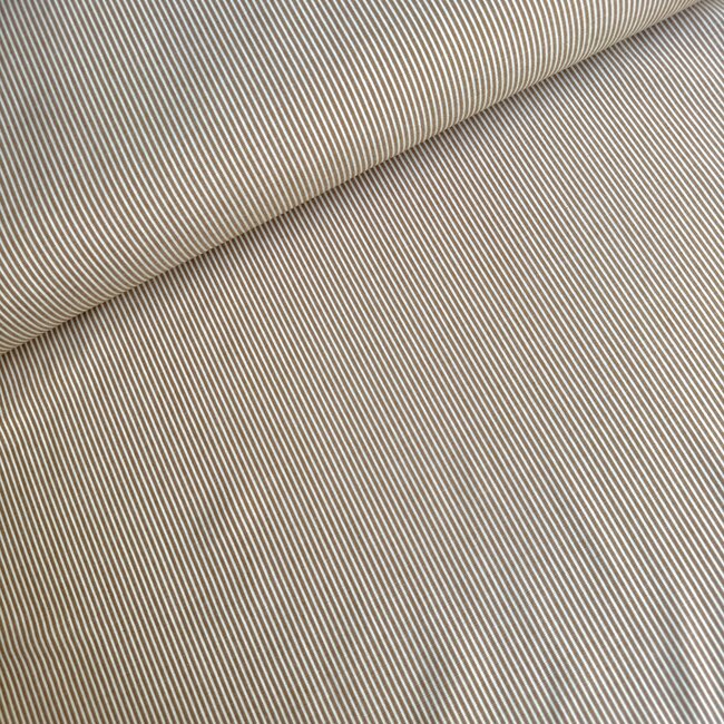 De Stoffenkamer Cotton Poplin fine stripes - caramel