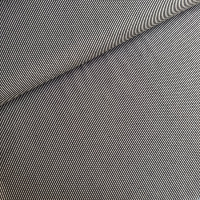 De Stoffenkamer Cotton Poplin fine stripes - charcoal