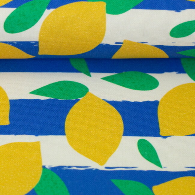 De Stoffenkamer Stevige katoen Canvas - striped summer lemons