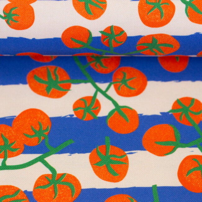 De Stoffenkamer Stevige katoen Canvas - striped summer tomato