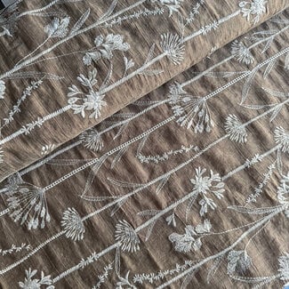 De Stoffenkamer Broderie voile blouse - botanical taupe