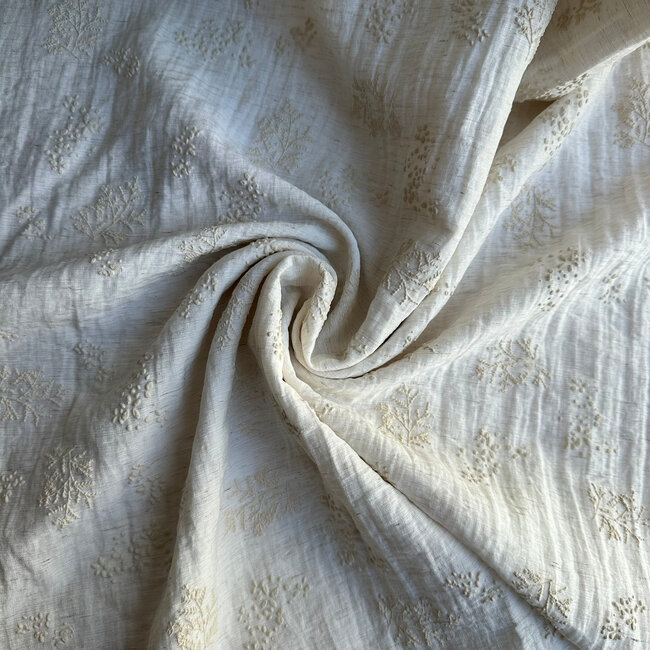 De Stoffenkamer Linen/viscose mix - structure special flowers