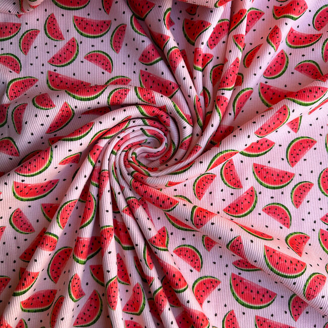 Ribbed tricot - pink watermelons