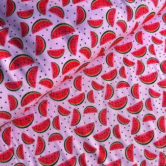 Ribbed tricot - pink watermelons