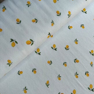 Ribbed tricot - lemons ecru