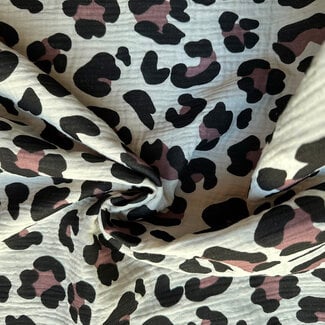 De Stoffenkamer Double Gauze Tetra Leopard sand