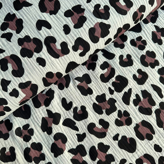 De Stoffenkamer Double Gauze Tetra Leopard sand