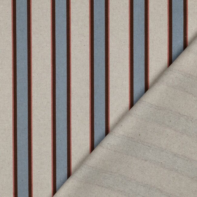 De Stoffenkamer Stevige katoen Canvas - naturel stripes - blue
