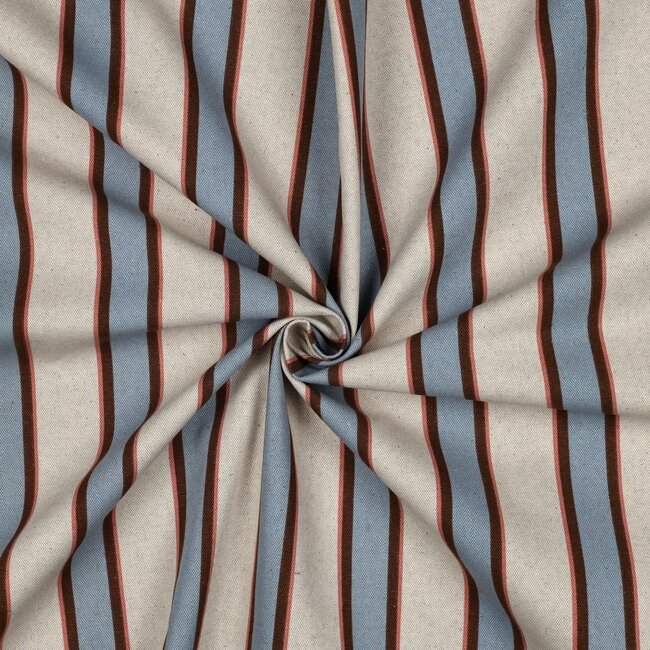 De Stoffenkamer Stevige katoen Canvas - naturel stripes - blue