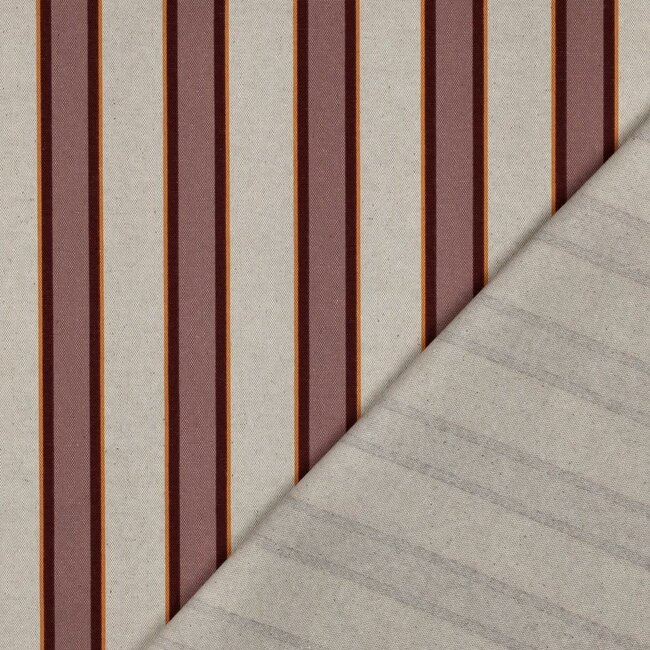 De Stoffenkamer Stevige katoen Canvas - naturel stripes - mauve