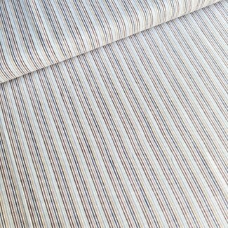 De Stoffenkamer Linen Mix ecru multi fine stripes