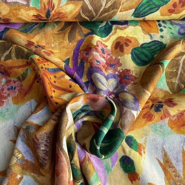 Viscose blouse light crepe fall multi flowers