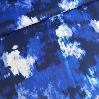 Viscose blouse intense blue ocean spots