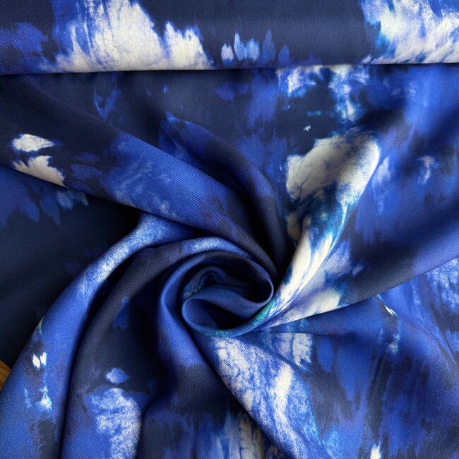 Viscose blouse intense blue ocean spots