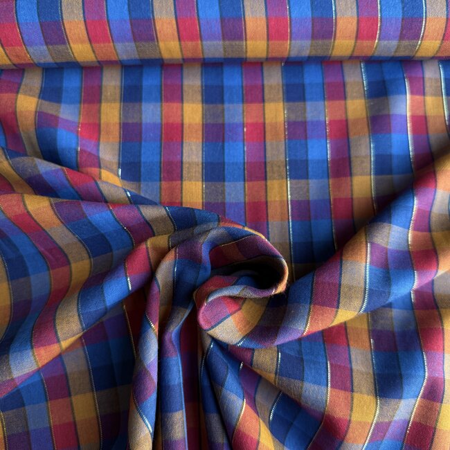 De Stoffenkamer Cotton Poplin - fall checks metallic