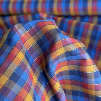 De Stoffenkamer Cotton Poplin - fall checks metallic