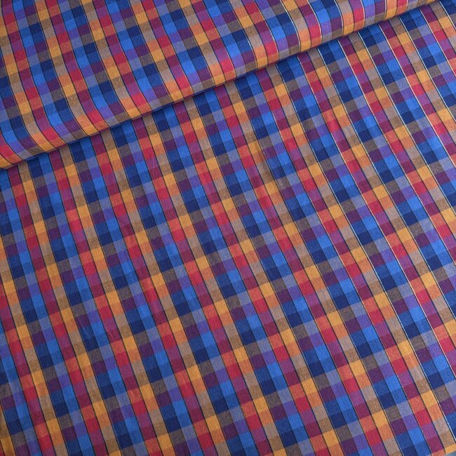 De Stoffenkamer Cotton Poplin - fall checks metallic