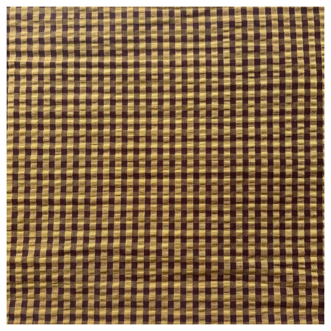 Seersucker Cotton - vichy brown/ocre