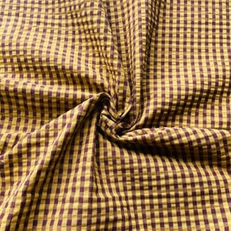 Seersucker Cotton - vichy brown/ocre