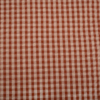Seersucker Cotton - vichy caramel/salmon